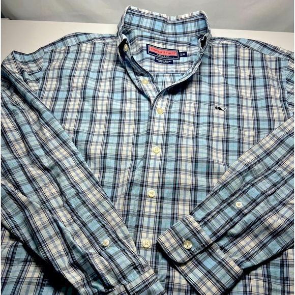Vineyard Vines Button Down Long Sleeve Cotton Plaid Medium Shirt - Picture 1 of 4